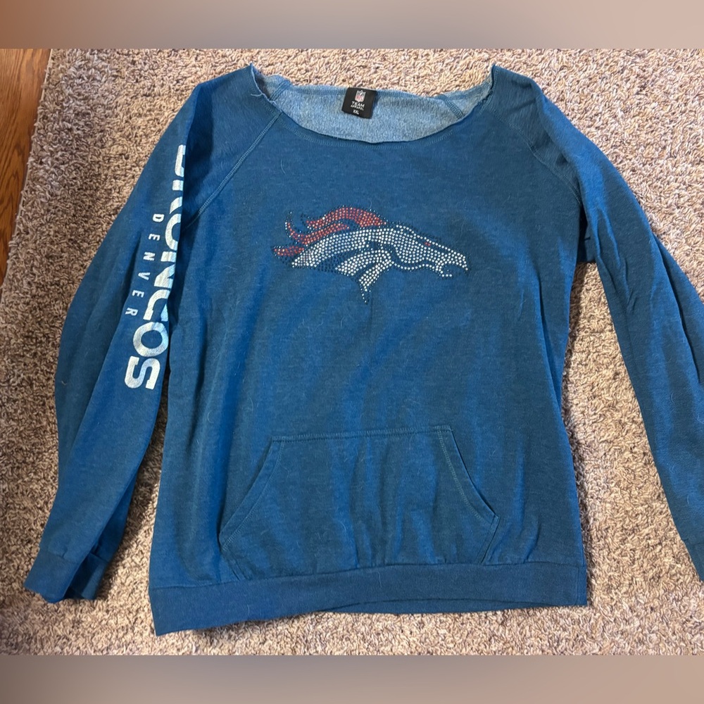 Denver Broncos Off-Shoulder Sweatshirt - Picture 2 of 4